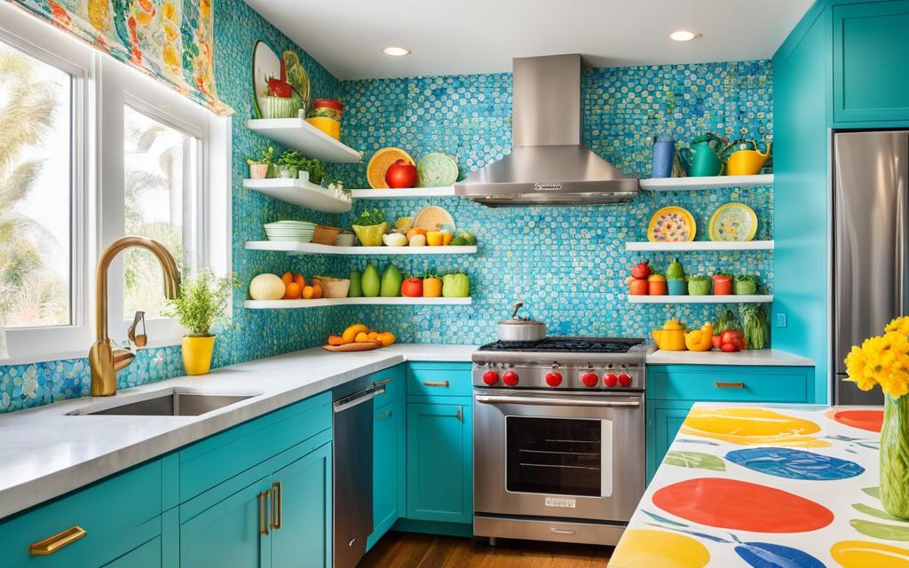 bright colors and fun decor in child-friendly kitchen design